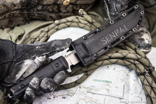 Туристический нож Senpai AUS-8 StoneWash черный